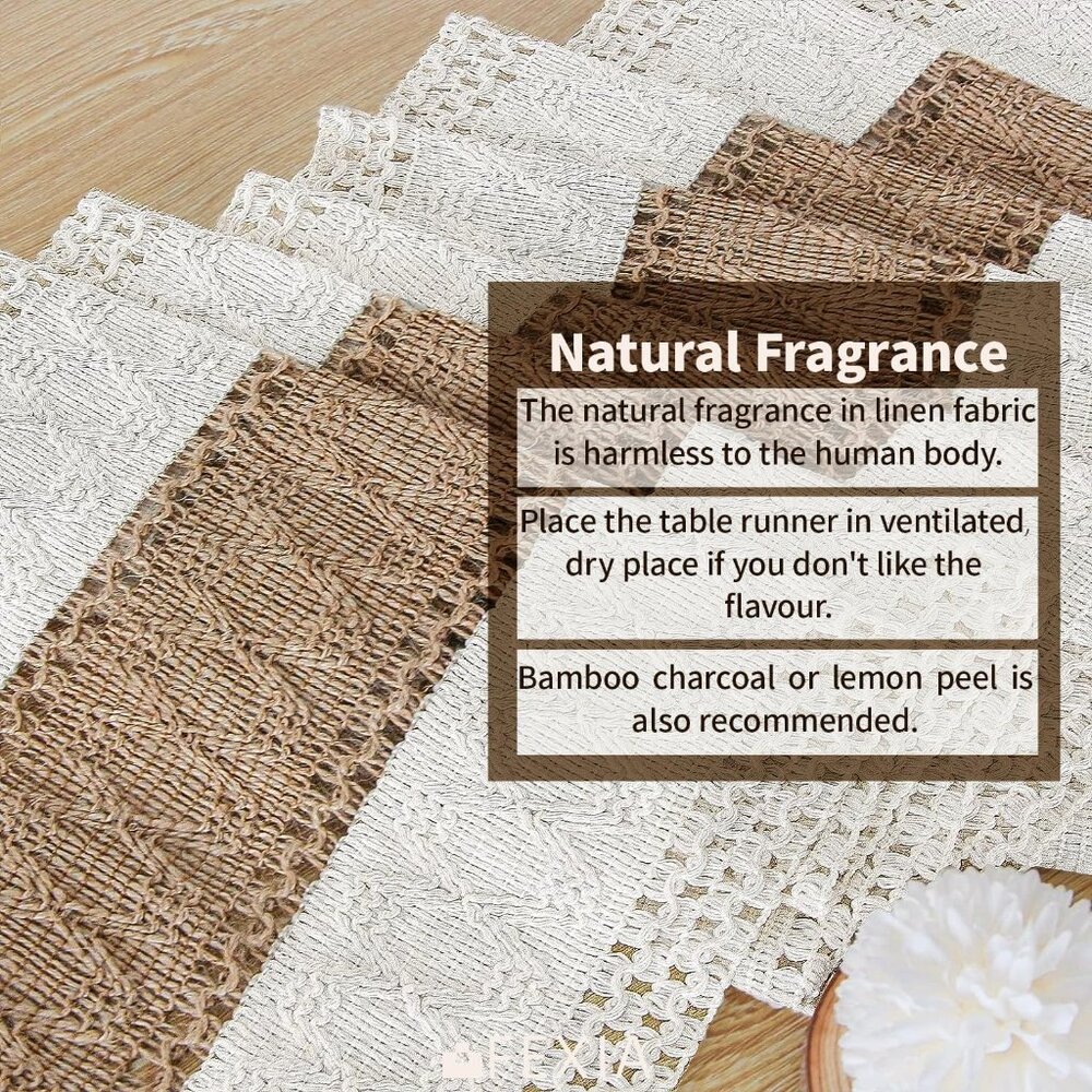 72' Long Pottery Barn Furniture Farmhouse Rustic Macrame Burlap Table Decoration - Picture 4 of 7